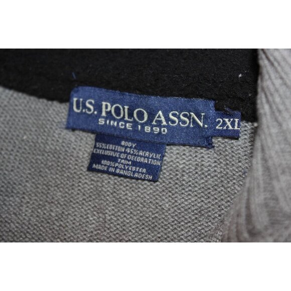 U.S. Polo Assn. Mens 2XL Gray Acrylic & Polyester Half-Zip Sweater - Picture 8 of 10